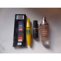 Basic Make Up kit including red lipstick, Mascara, Eyeshadow and Foundation